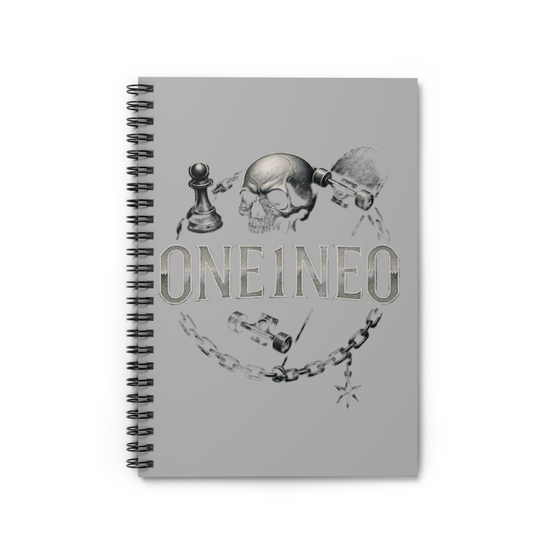 Edgy Spiral Notebook for Creative Minds, Unique Skull Design, Artistic Journal, Ideal Gift for Writers, Students, and Artists