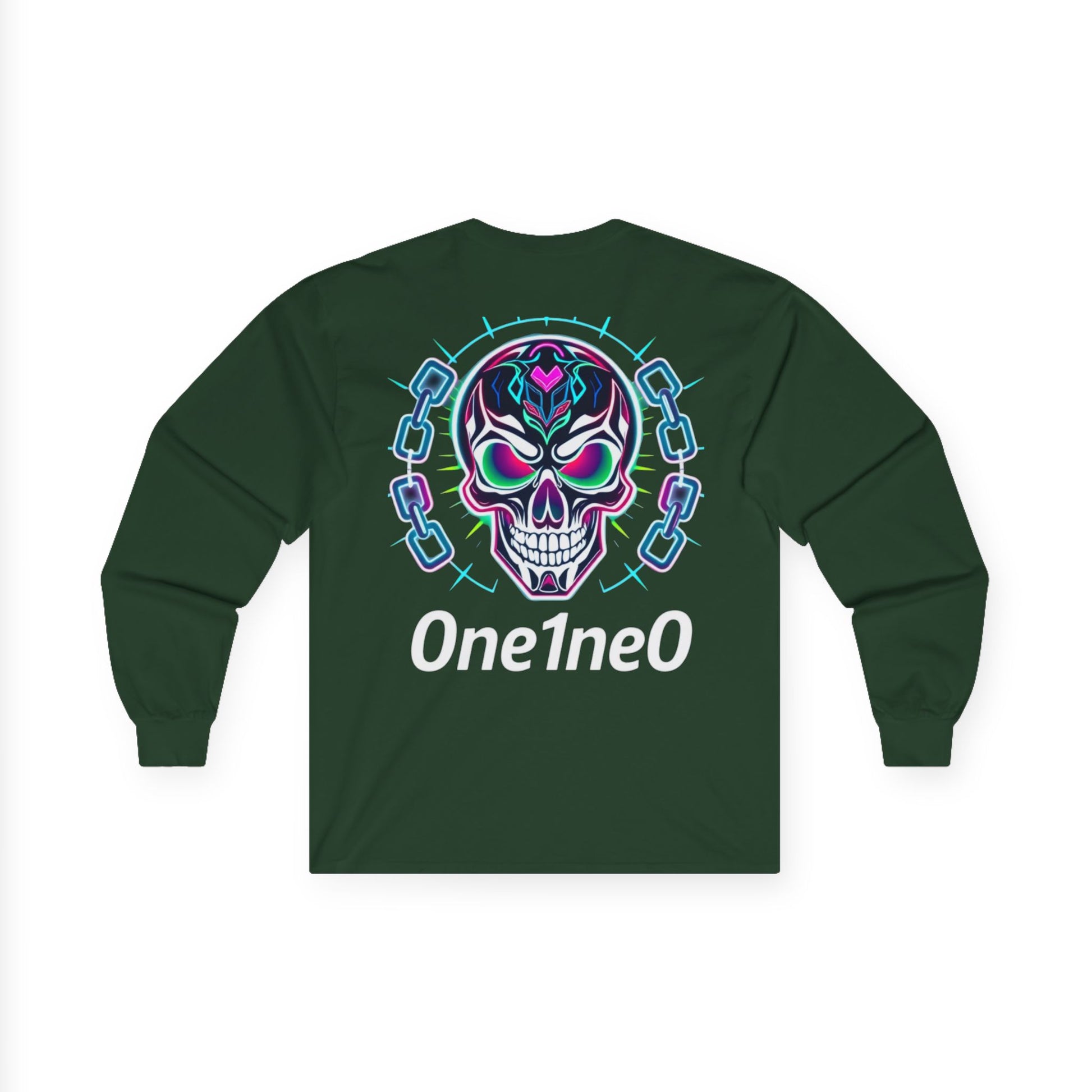 Vibrant Unisex Long Sleeve Tee with Skull Design, Graphic Shirt, Gift for Halloween, Trendy Casual Wear, Unique Street Style