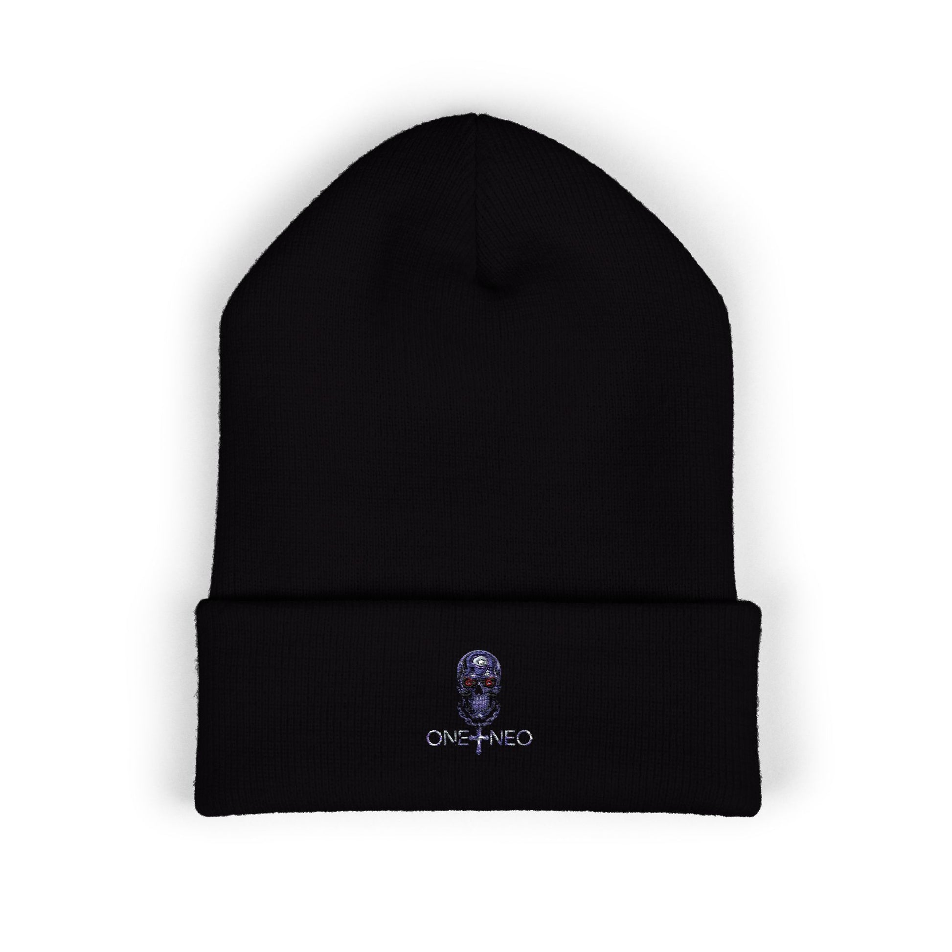 Classic Cuffed Beanie with Unique Skull Embroidery, Winter Accessory, Cozy Gift for Him/Her, Halloween Style, Fashion Statement