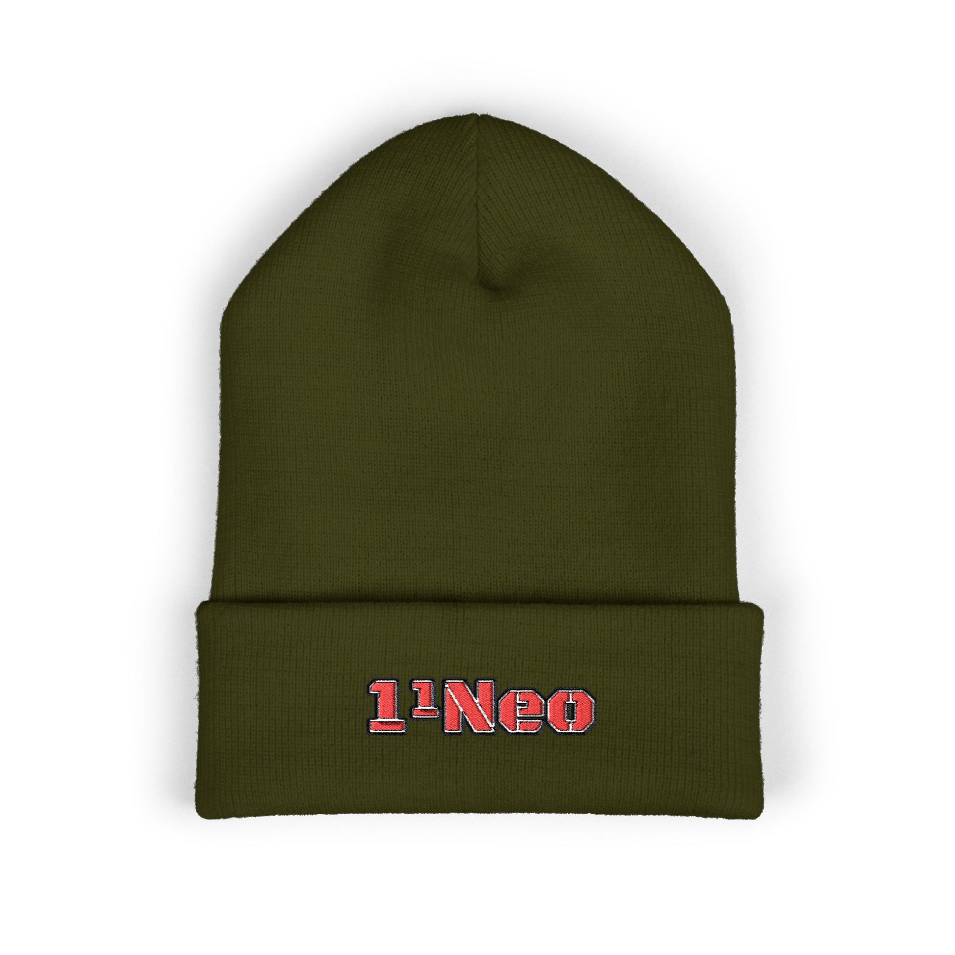 Classic Cuffed Beanie with 1'Neo Embroidery, Cozy Winter Hat, Gifts for Him/Her, Festival Beanie, Trendy Accessory