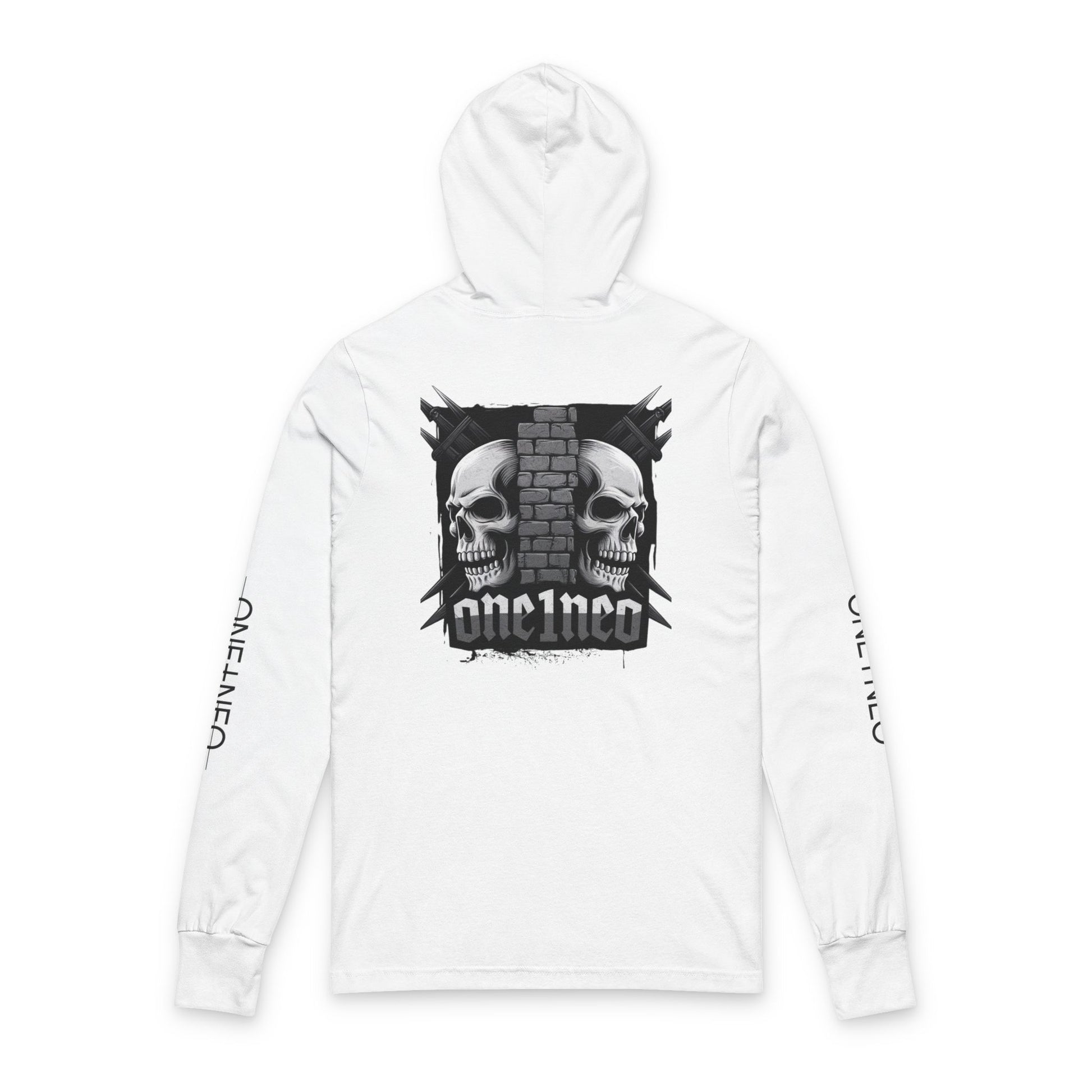 Edgy Skull Graphic Hoodie for Casual Style, Unisex Long Sleeve Tee for Music Lovers, Perfect for Halloween, Concerts, and Everyday Wear