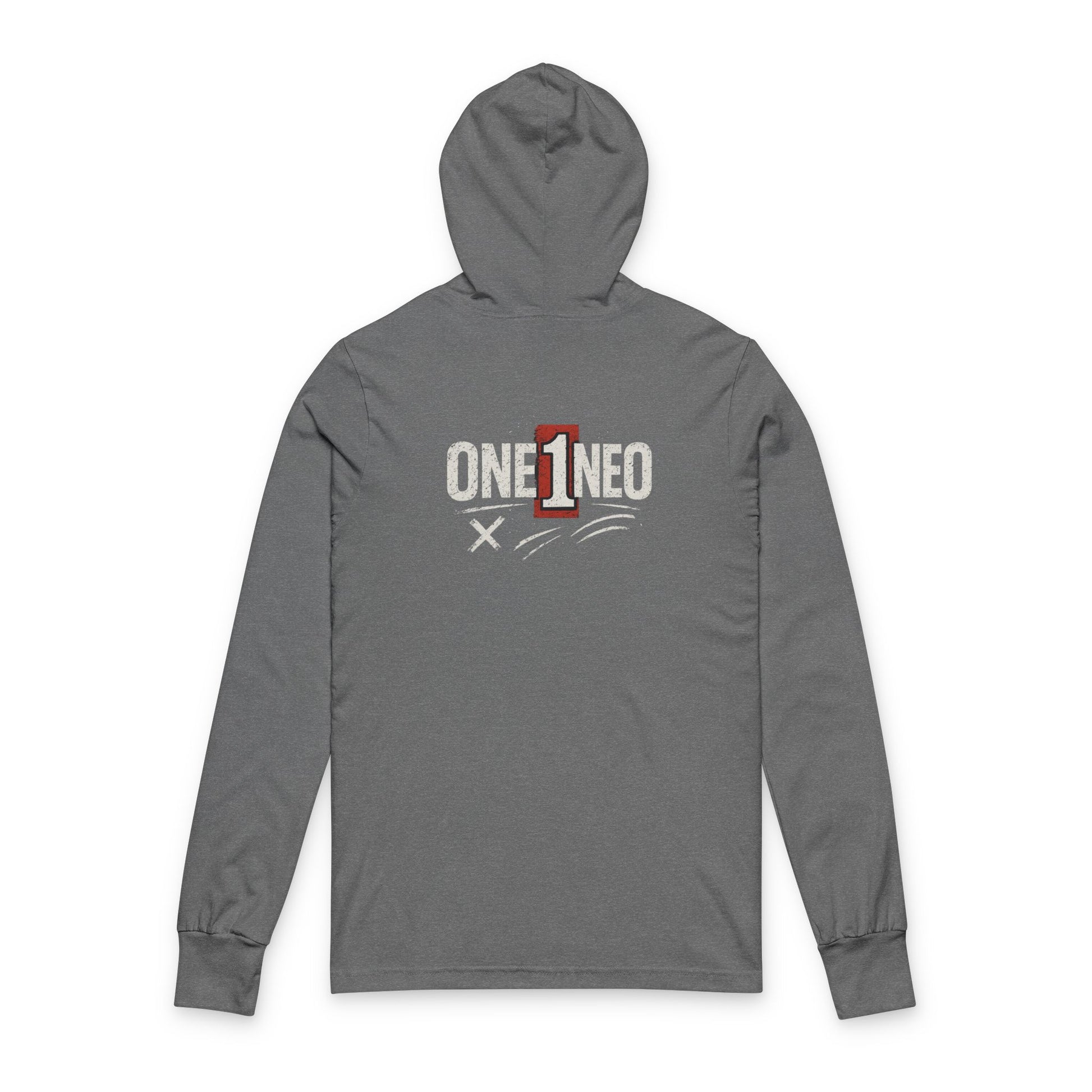 Unisex Hooded Long Sleeve Tee with 'One1neo' Design, Cozy Gift for Friends, Perfect for Casual Wear, Fall Fashion, Outdoor Activities