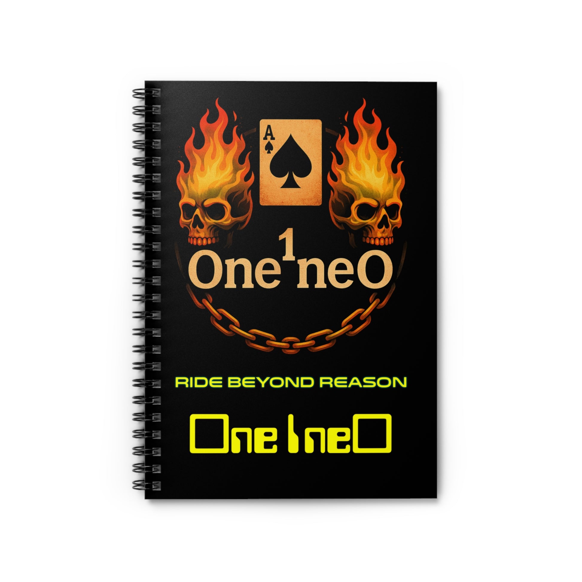 Edgy Spiral Notebook - Ride Beyond Reason, Perfect for Bikers, Artists, Journalists, and as a Gift