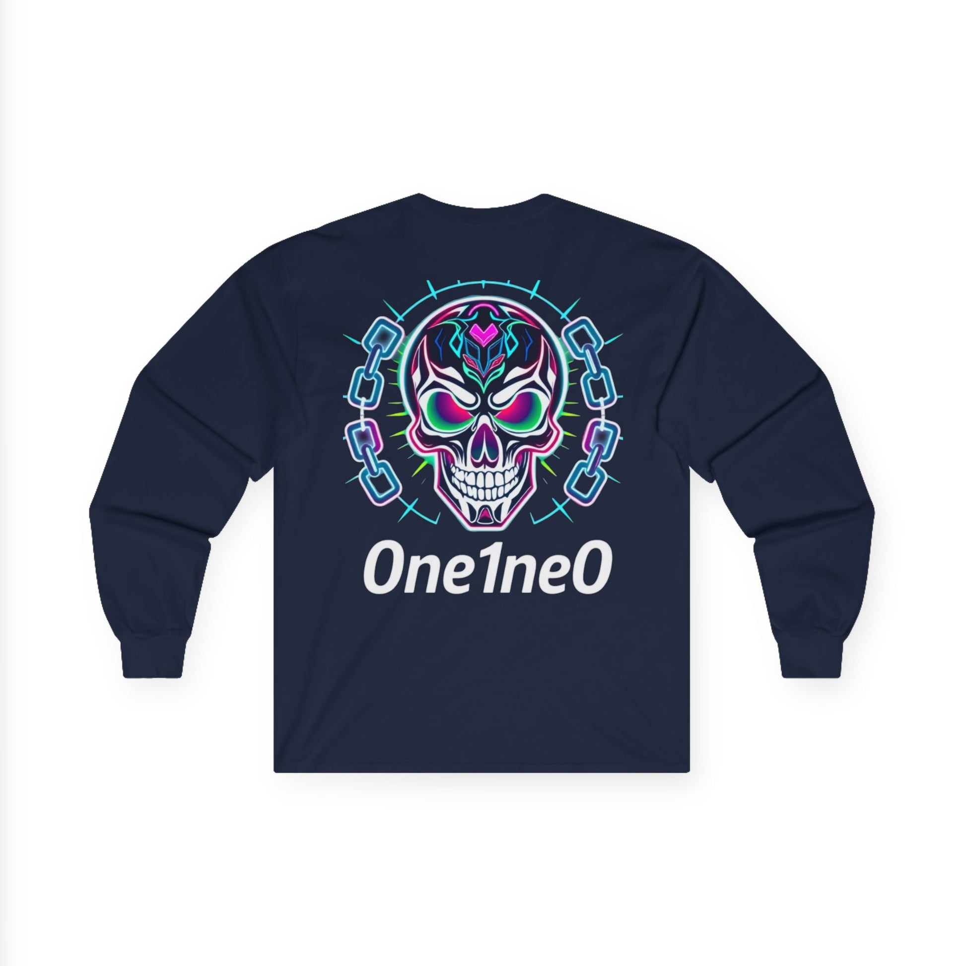 Vibrant Unisex Long Sleeve Tee with Skull Design, Graphic Shirt, Gift for Halloween, Trendy Casual Wear, Unique Street Style