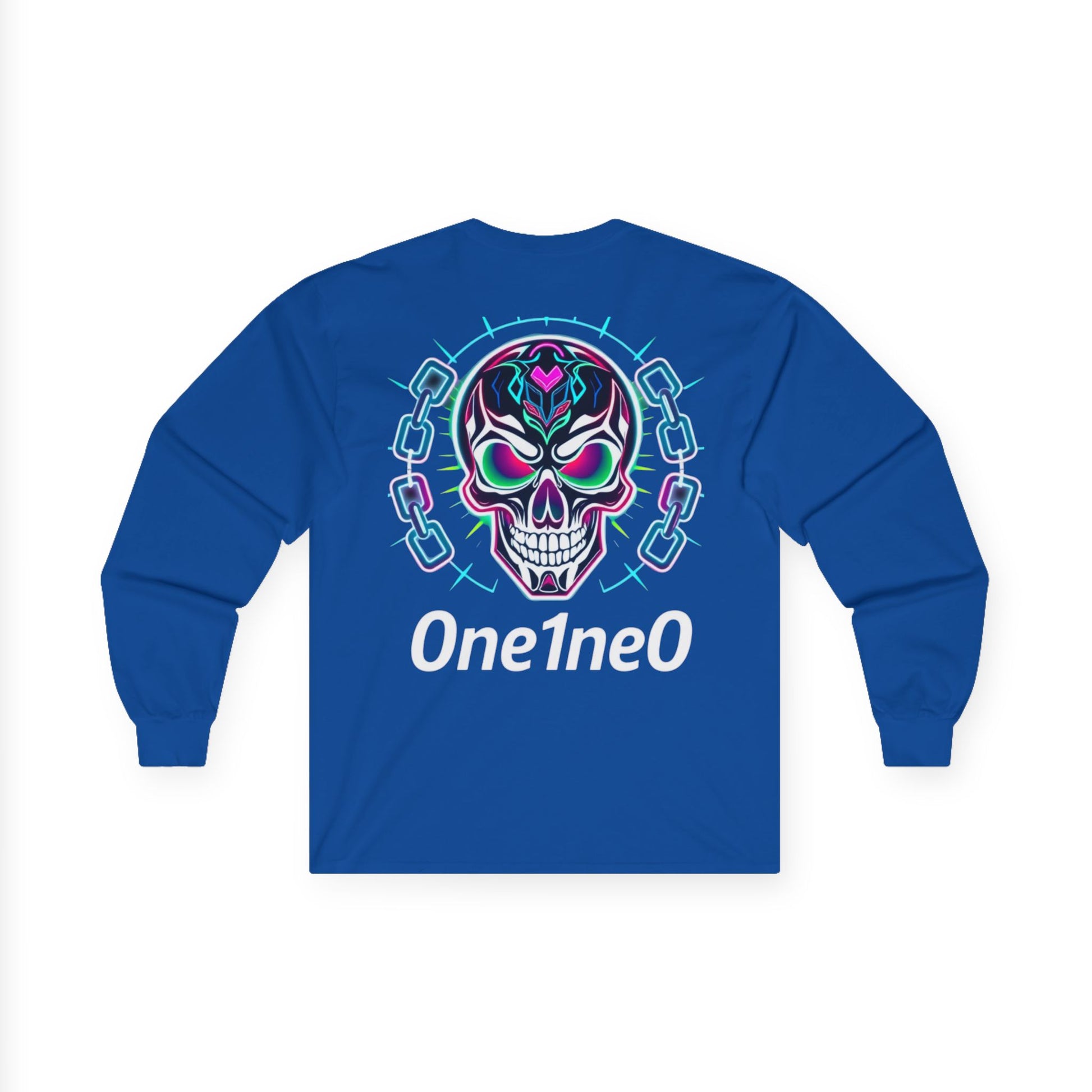 Vibrant Unisex Long Sleeve Tee with Skull Design, Graphic Shirt, Gift for Halloween, Trendy Casual Wear, Unique Street Style