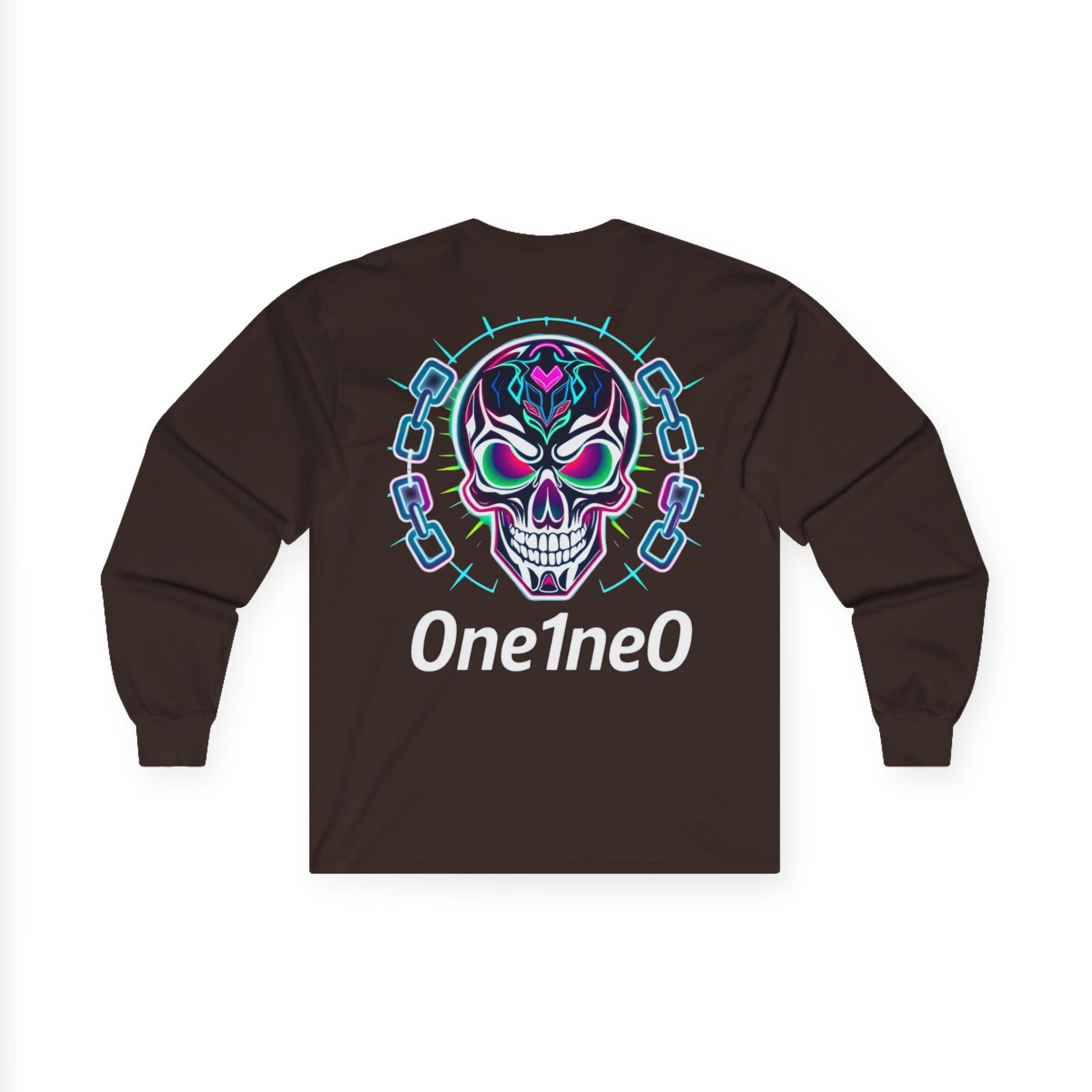 Vibrant Unisex Long Sleeve Tee with Skull Design, Graphic Shirt, Gift for Halloween, Trendy Casual Wear, Unique Street Style