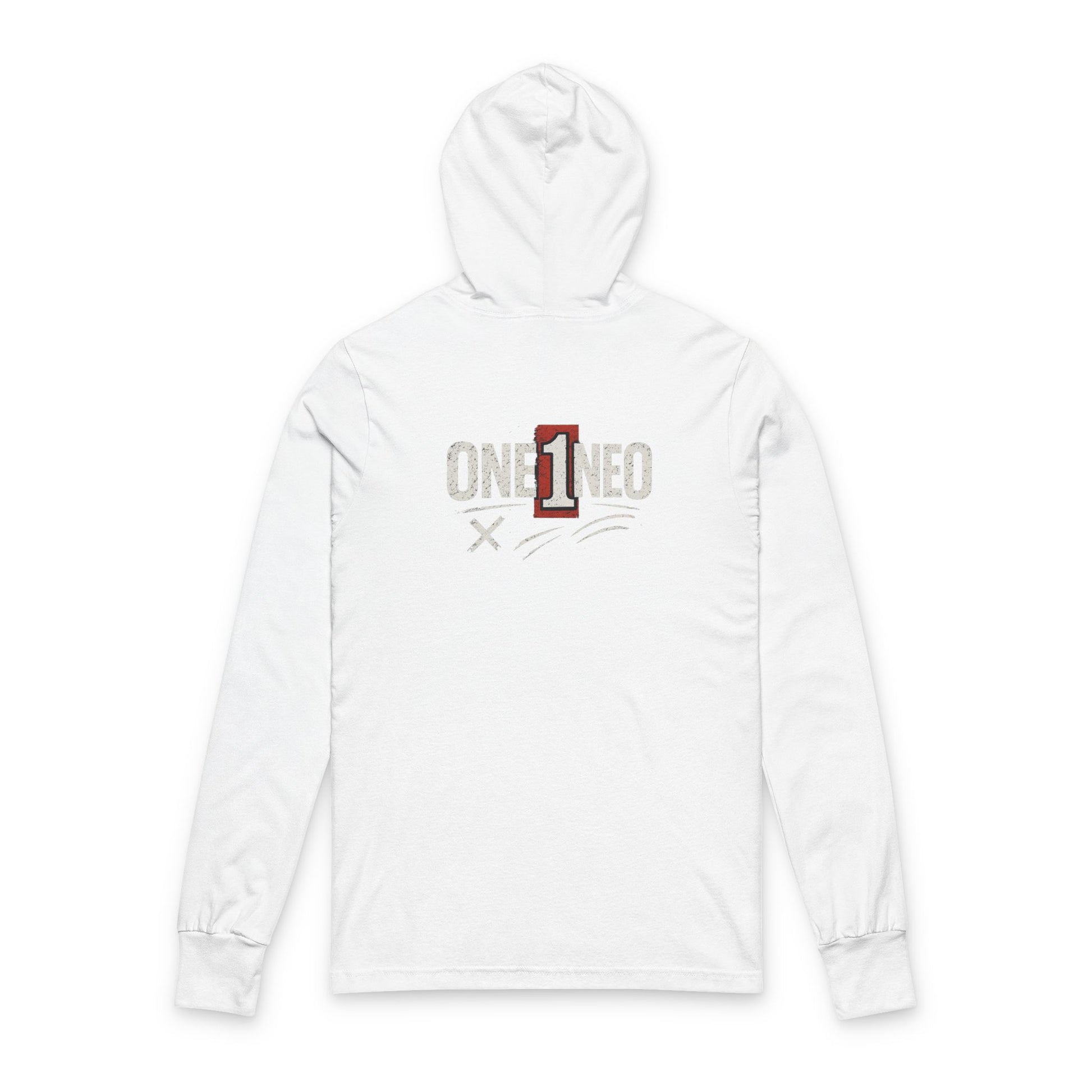 Unisex Hooded Long Sleeve Tee with 'One1neo' Design, Cozy Gift for Friends, Perfect for Casual Wear, Fall Fashion, Outdoor Activities
