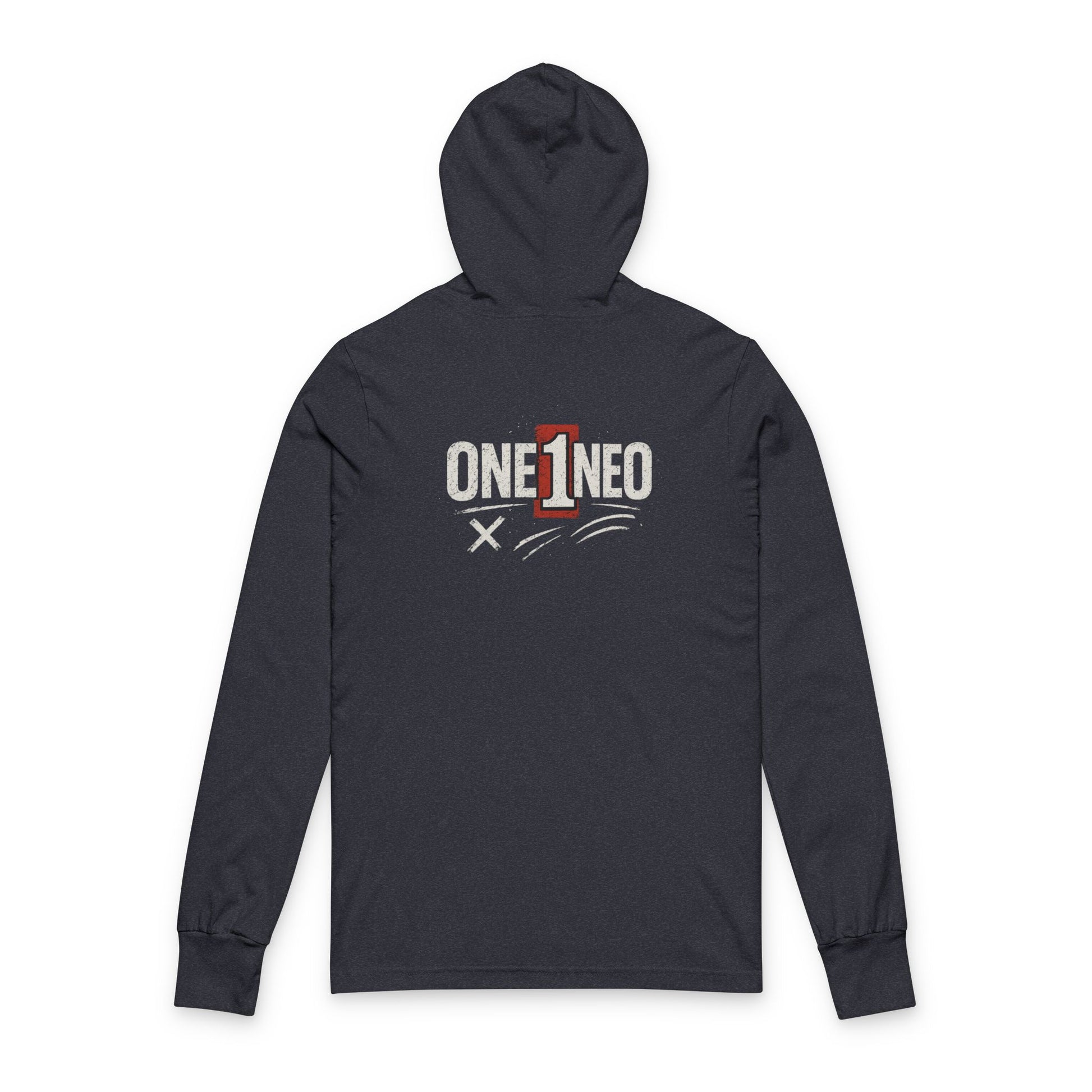 Unisex Hooded Long Sleeve Tee with 'One1neo' Design, Cozy Gift for Friends, Perfect for Casual Wear, Fall Fashion, Outdoor Activities