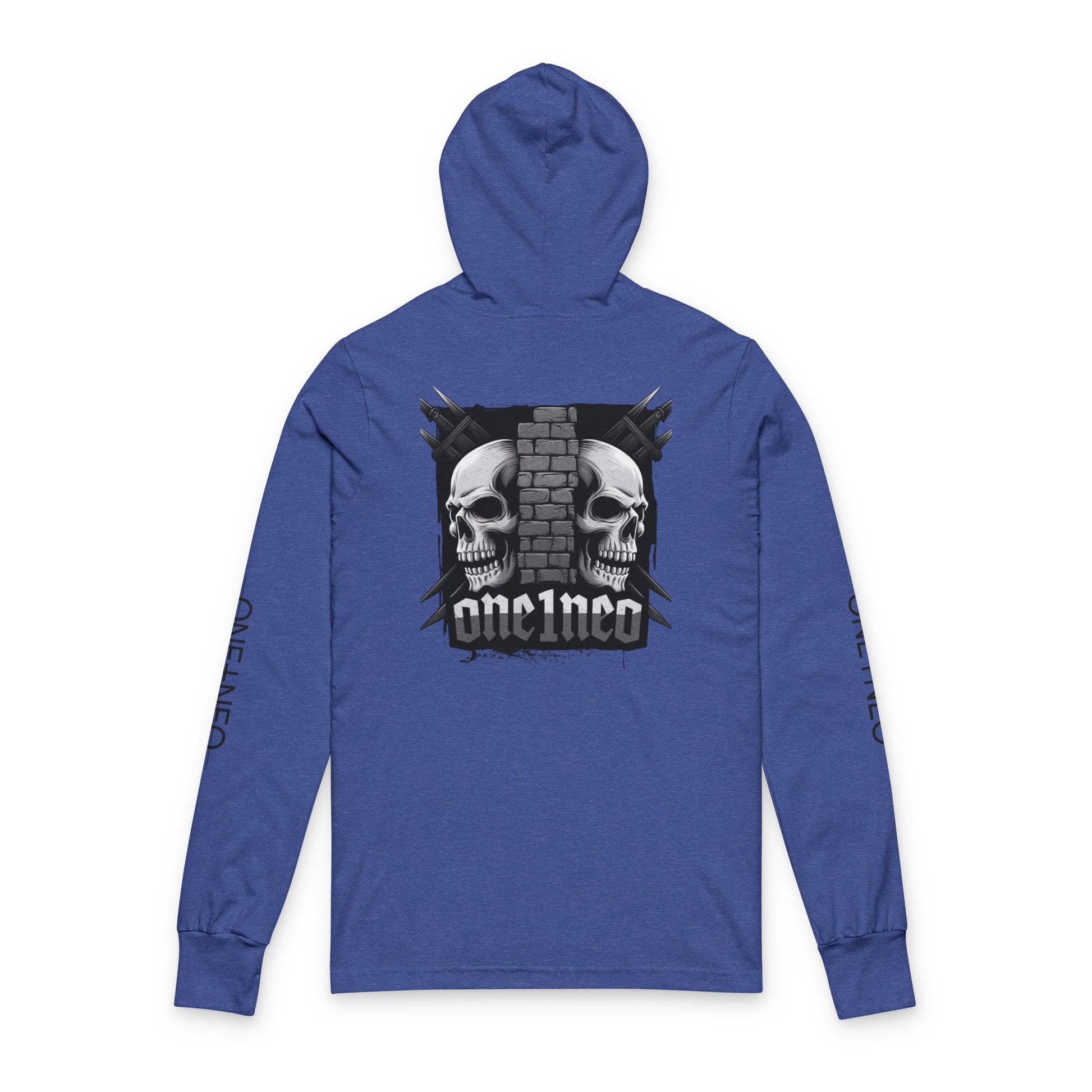 Edgy Skull Graphic Hoodie for Casual Style, Unisex Long Sleeve Tee for Music Lovers, Perfect for Halloween, Concerts, and Everyday Wear