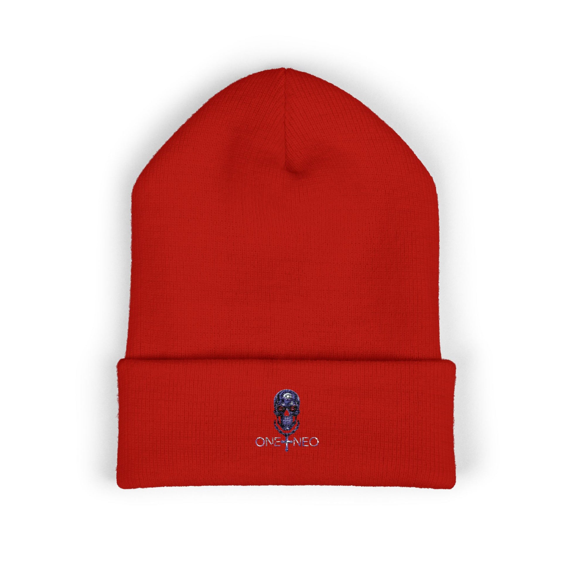 Classic Cuffed Beanie with Unique Skull Embroidery, Winter Accessory, Cozy Gift for Him/Her, Halloween Style, Fashion Statement