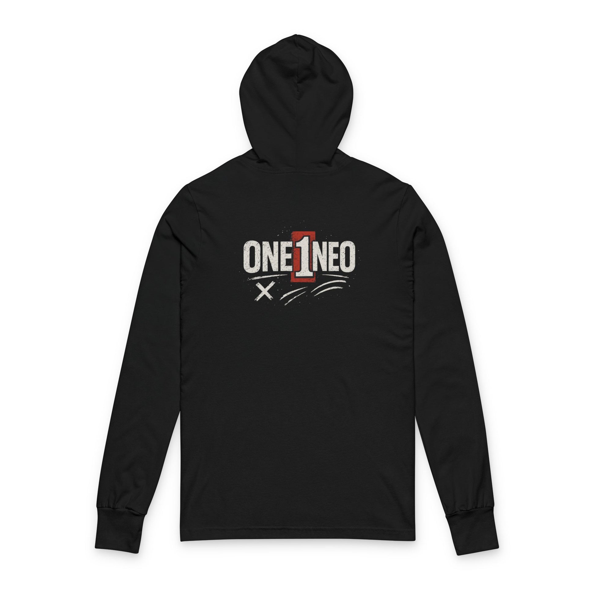 Unisex Hooded Long Sleeve Tee with 'One1neo' Design, Cozy Gift for Friends, Perfect for Casual Wear, Fall Fashion, Outdoor Activities