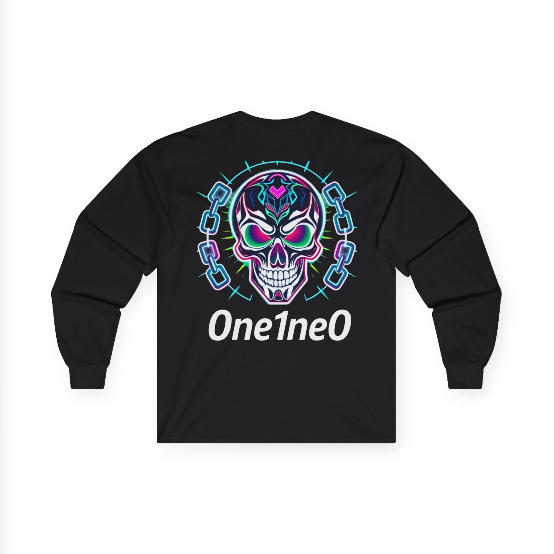 Vibrant Unisex Long Sleeve Tee with Skull Design, Graphic Shirt, Gift for Halloween, Trendy Casual Wear, Unique Street Style