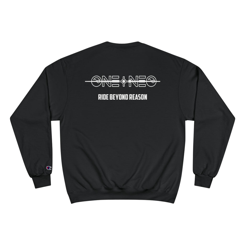 Champion Sweatshirt with 'ONE + NEO' Design, Cozy Gift for Riders, Perfect for Casual Outings, Unisex Fashion, Comfortable Layering