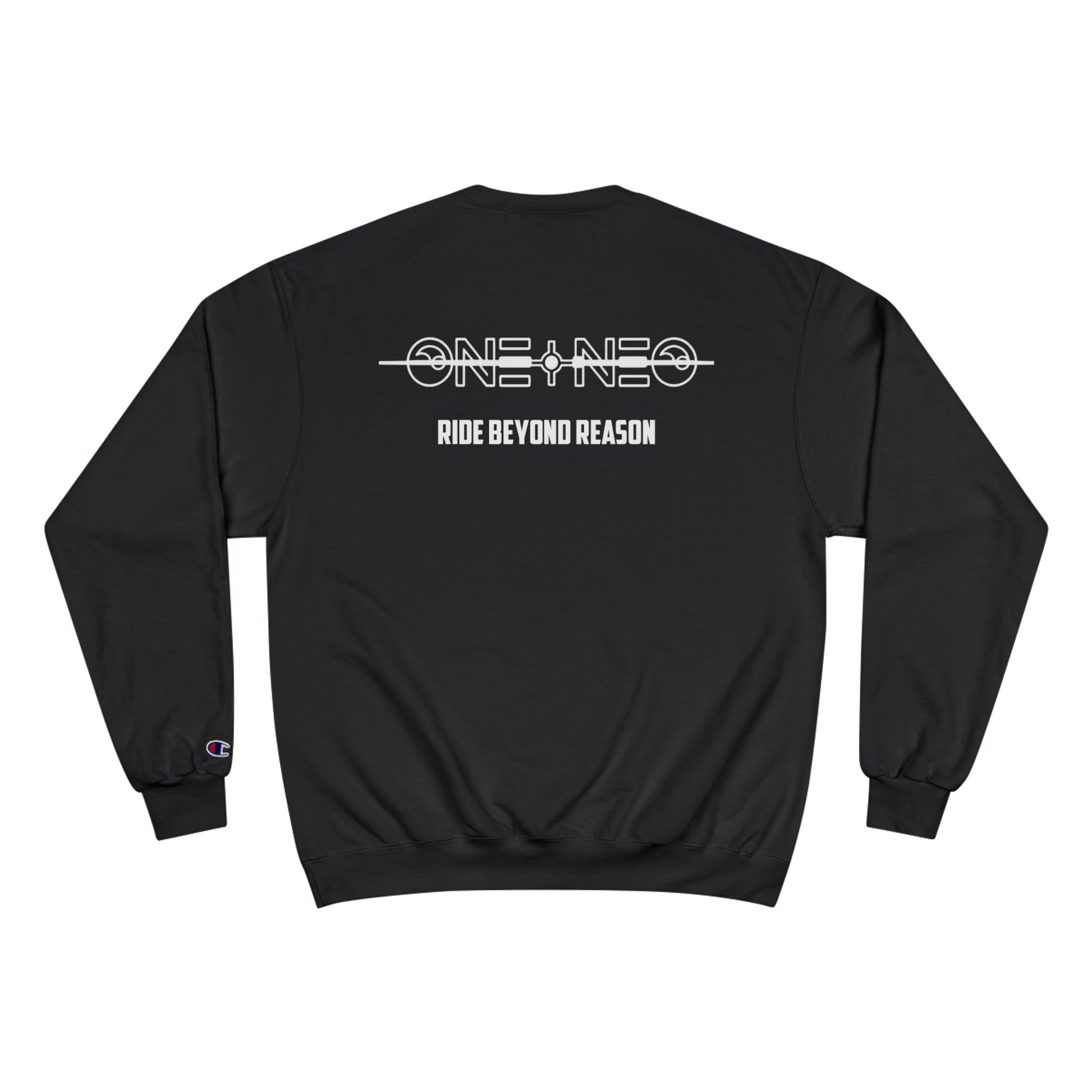 Champion Sweatshirt with 'ONE + NEO' Design, Cozy Gift for Riders, Perfect for Casual Outings, Unisex Fashion, Comfortable Layering