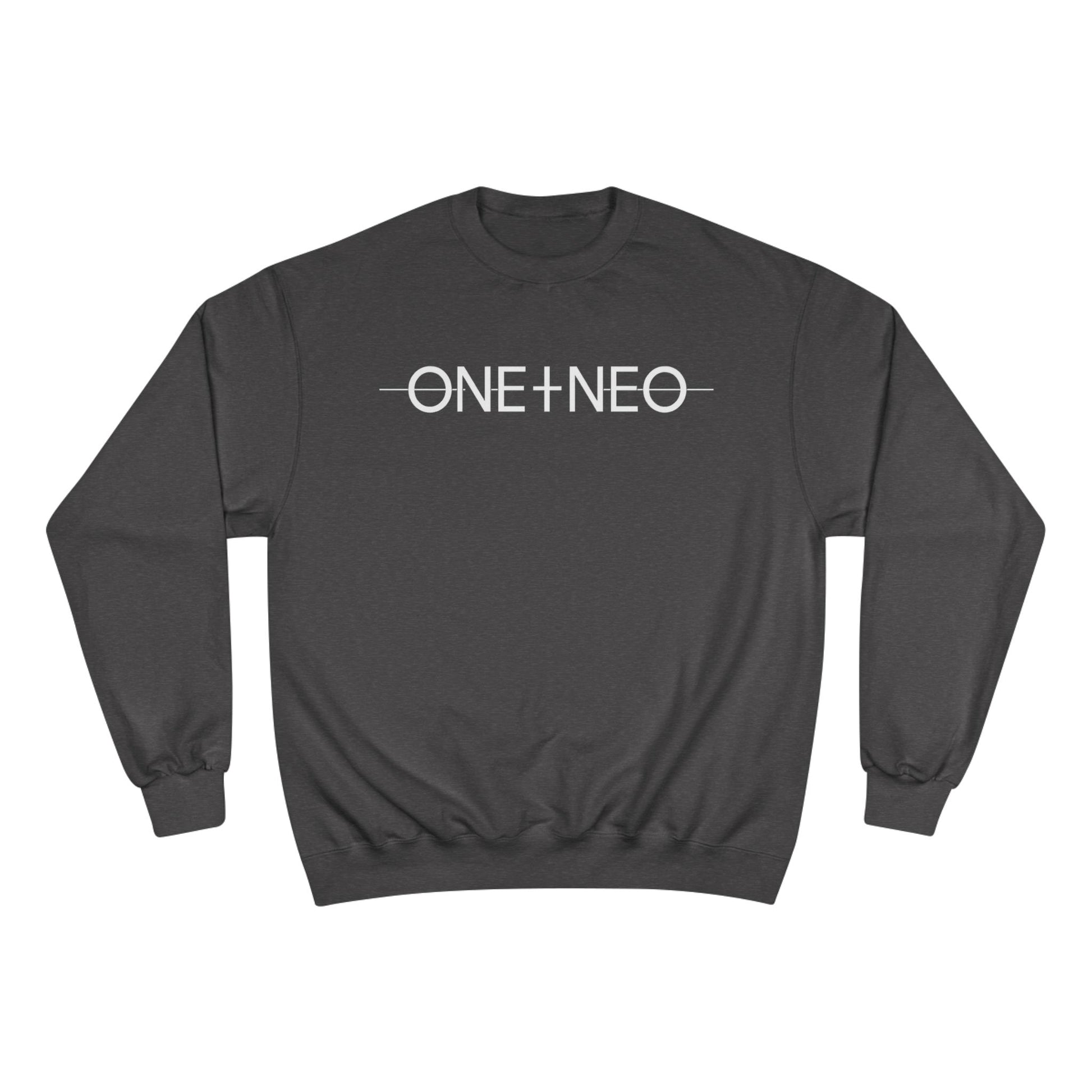 Champion Sweatshirt with 'ONE + NEO' Design, Cozy Gift for Riders, Perfect for Casual Outings, Unisex Fashion, Comfortable Layering
