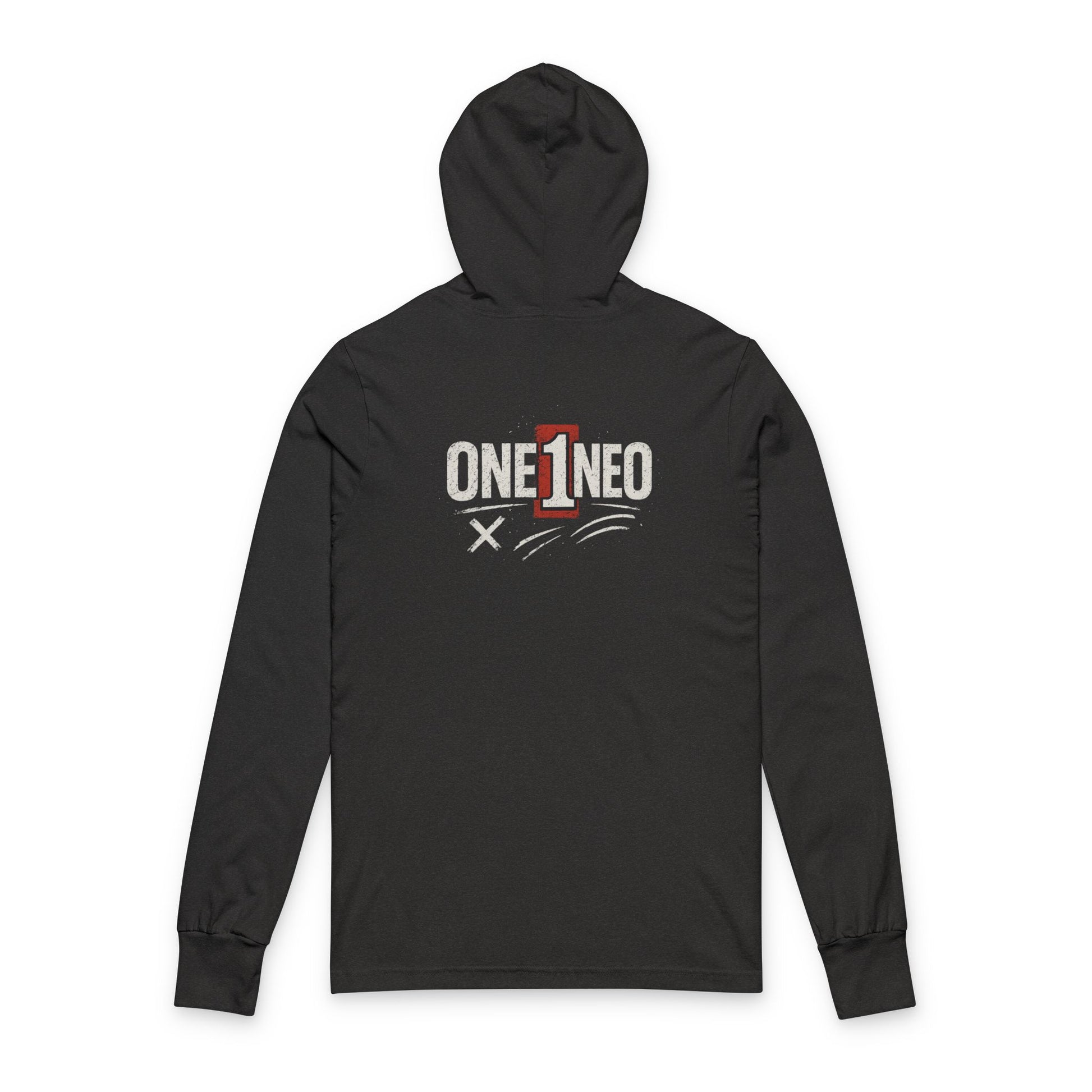 Unisex Hooded Long Sleeve Tee with 'One1neo' Design, Cozy Gift for Friends, Perfect for Casual Wear, Fall Fashion, Outdoor Activities
