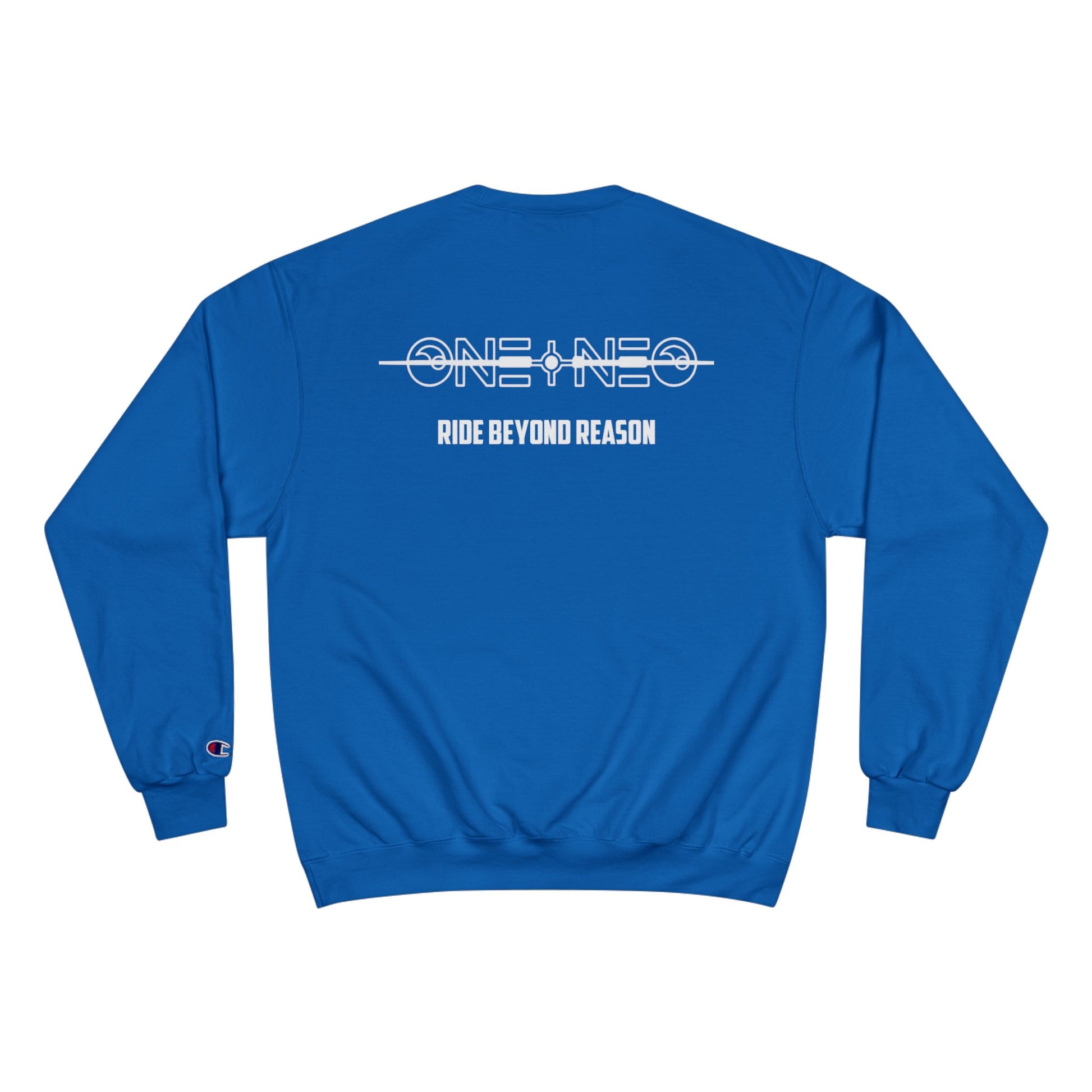 Champion Sweatshirt with 'ONE + NEO' Design, Cozy Gift for Riders, Perfect for Casual Outings, Unisex Fashion, Comfortable Layering