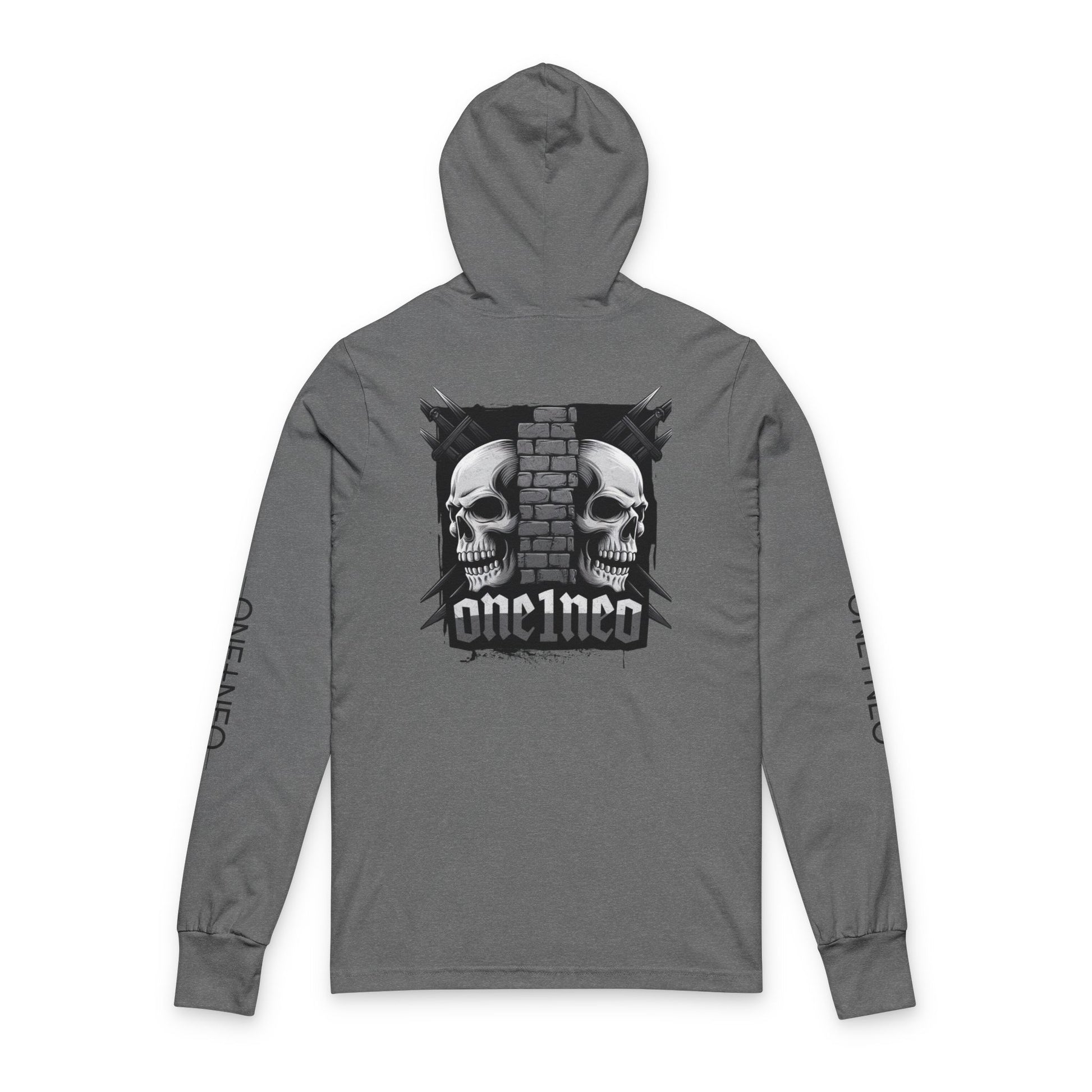 Edgy Skull Graphic Hoodie for Casual Style, Unisex Long Sleeve Tee for Music Lovers, Perfect for Halloween, Concerts, and Everyday Wear