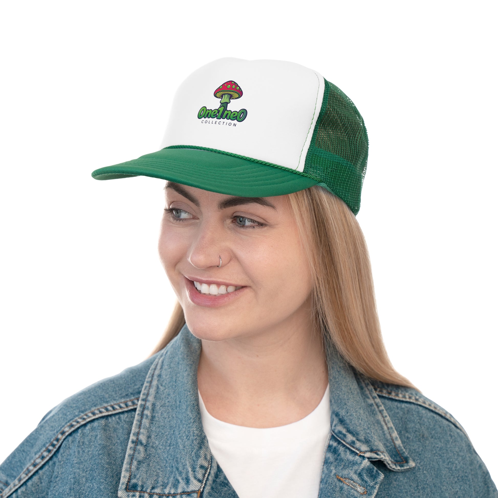 Green Mushroom Trucker Cap, Fun Outdoor Hat, Perfect for Festivals, Gifts for Nature Lovers, Casual Summer Accessory