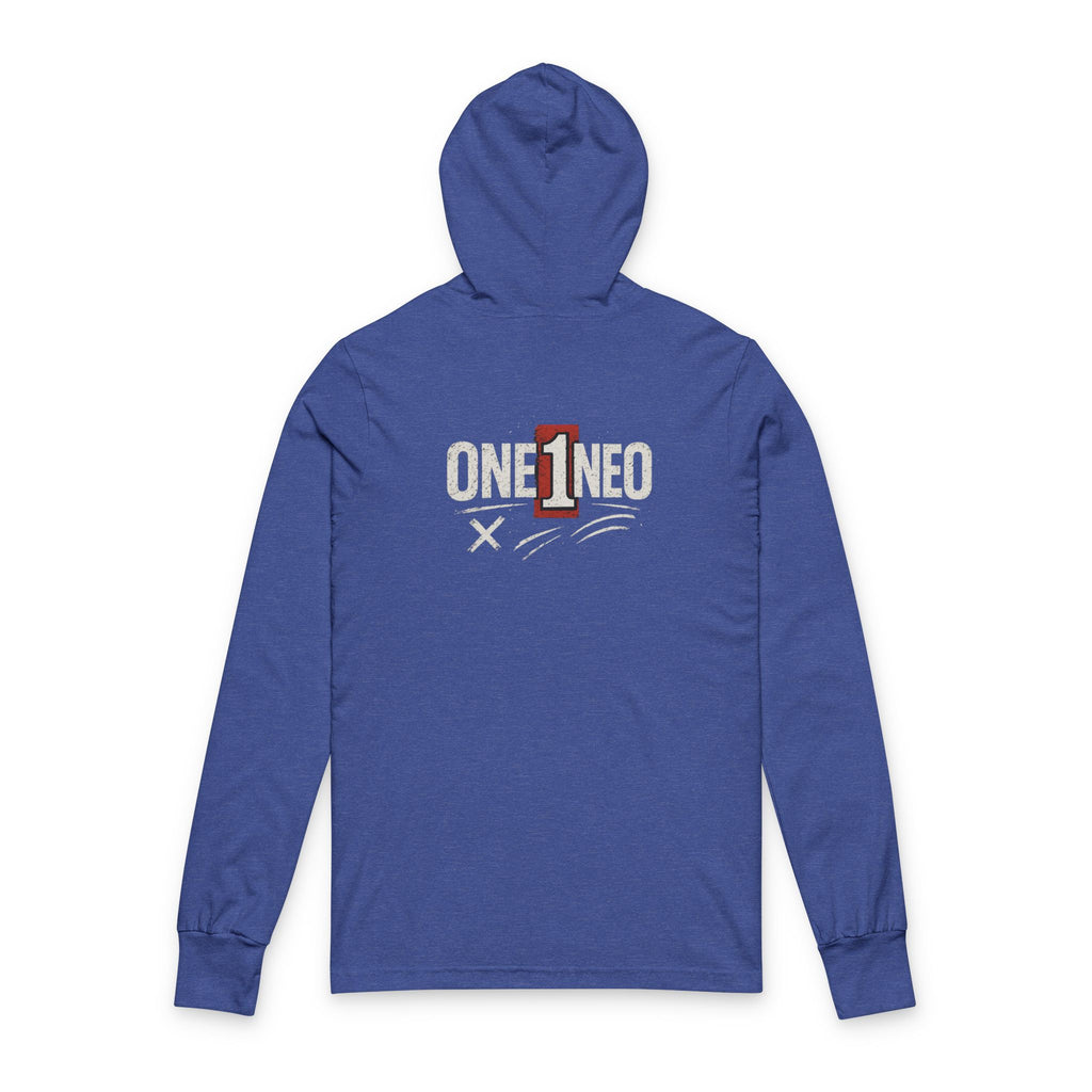 Unisex Hooded Long Sleeve Tee with 'One1neo' Design, Cozy Gift for Friends, Perfect for Casual Wear, Fall Fashion, Outdoor Activities