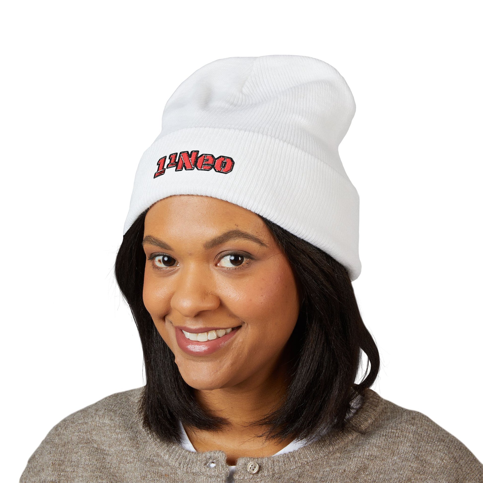 Classic Cuffed Beanie with 1'Neo Embroidery, Cozy Winter Hat, Gifts for Him/Her, Festival Beanie, Trendy Accessory