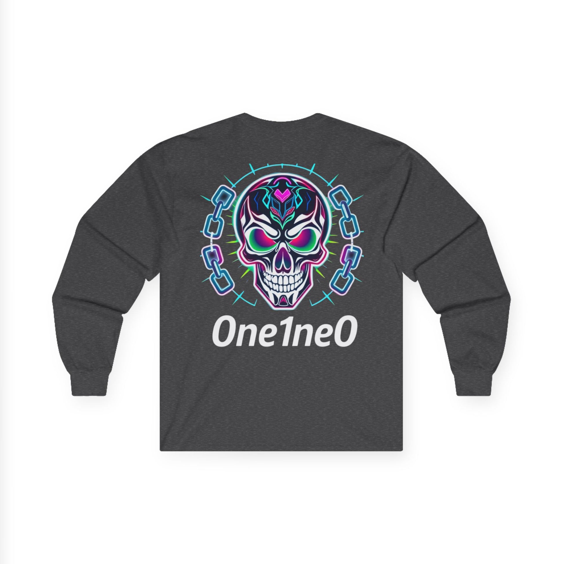Vibrant Unisex Long Sleeve Tee with Skull Design, Graphic Shirt, Gift for Halloween, Trendy Casual Wear, Unique Street Style