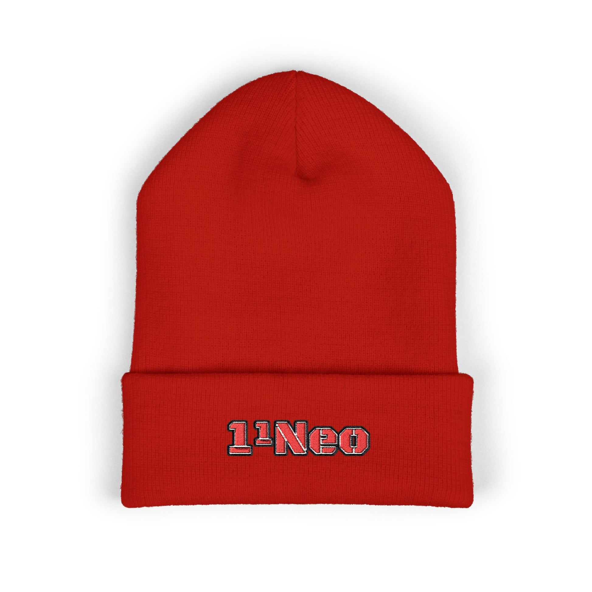 Classic Cuffed Beanie with 1'Neo Embroidery, Cozy Winter Hat, Gifts for Him/Her, Festival Beanie, Trendy Accessory