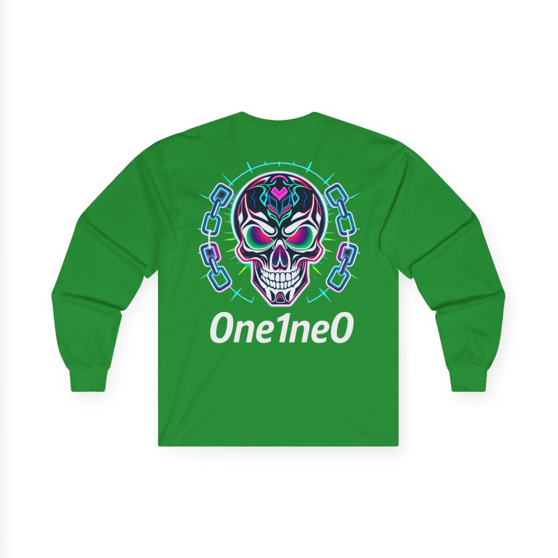 Vibrant Unisex Long Sleeve Tee with Skull Design, Graphic Shirt, Gift for Halloween, Trendy Casual Wear, Unique Street Style