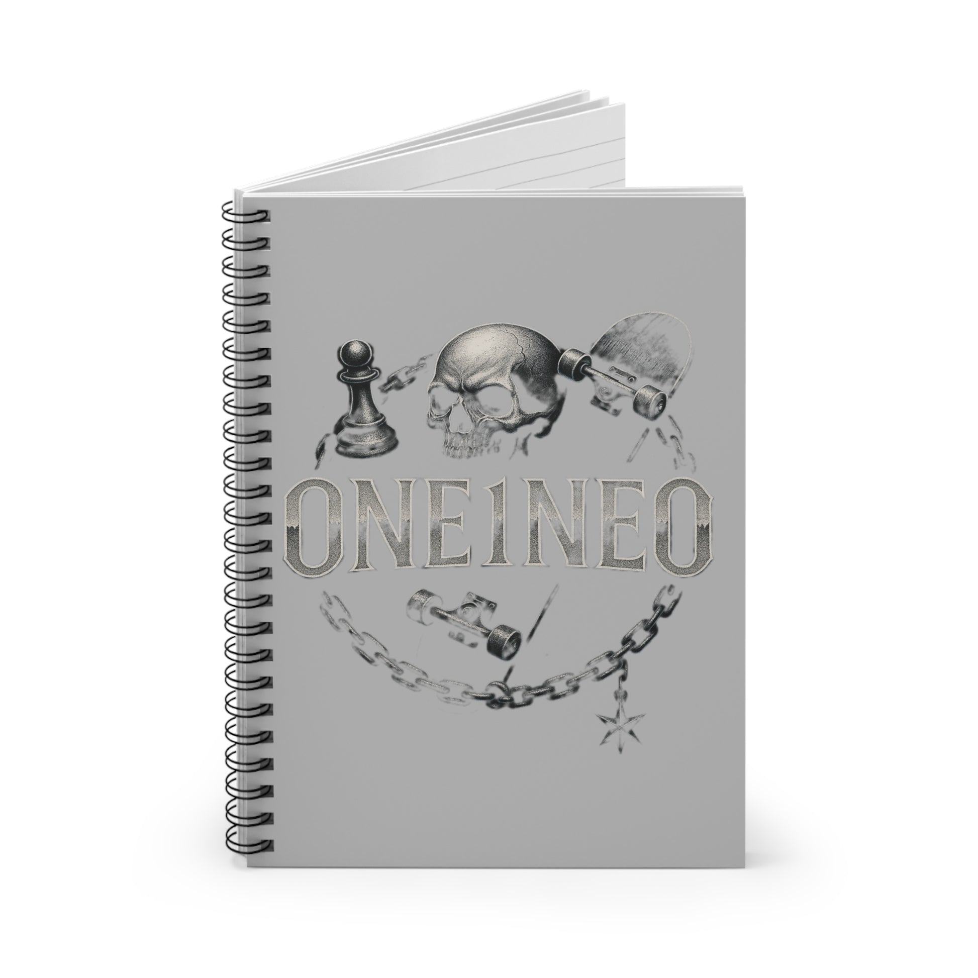 Edgy Spiral Notebook for Creative Minds, Unique Skull Design, Artistic Journal, Ideal Gift for Writers, Students, and Artists