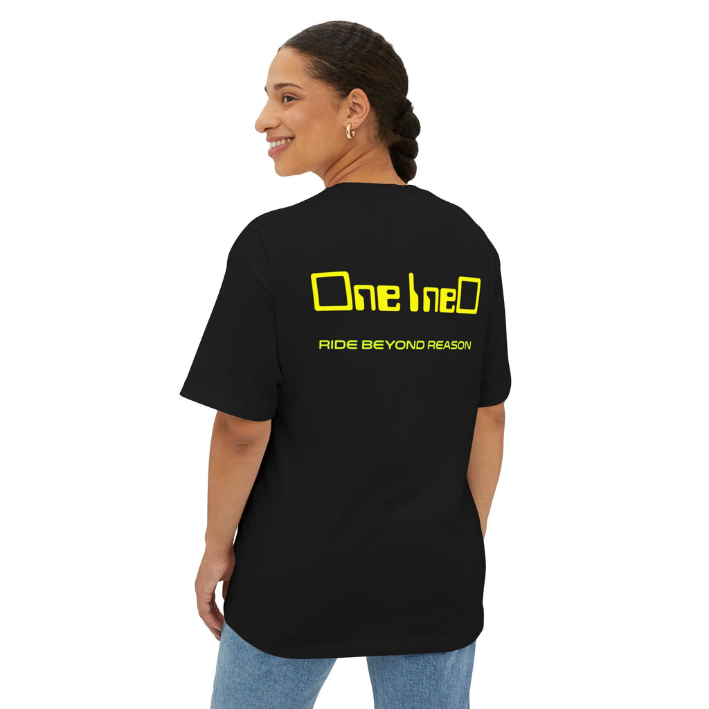 Unisex Oversized Boxy Tee - One bneO, Ride Beyond Reason, Streetwear, Casual Style, Gift for Adventurers, Graphic Tee, Unique Fashion