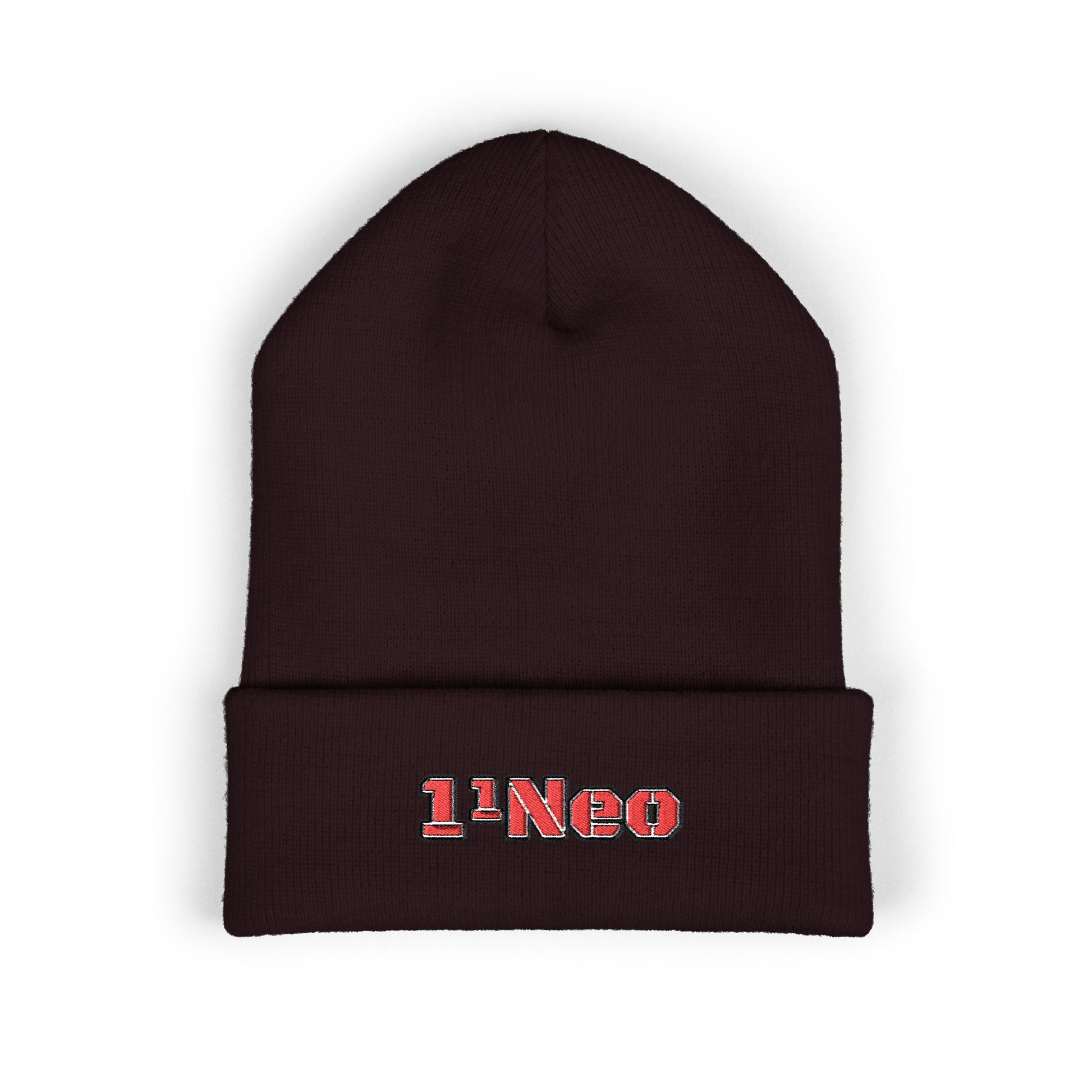 Classic Cuffed Beanie with 1'Neo Embroidery, Cozy Winter Hat, Gifts for Him/Her, Festival Beanie, Trendy Accessory